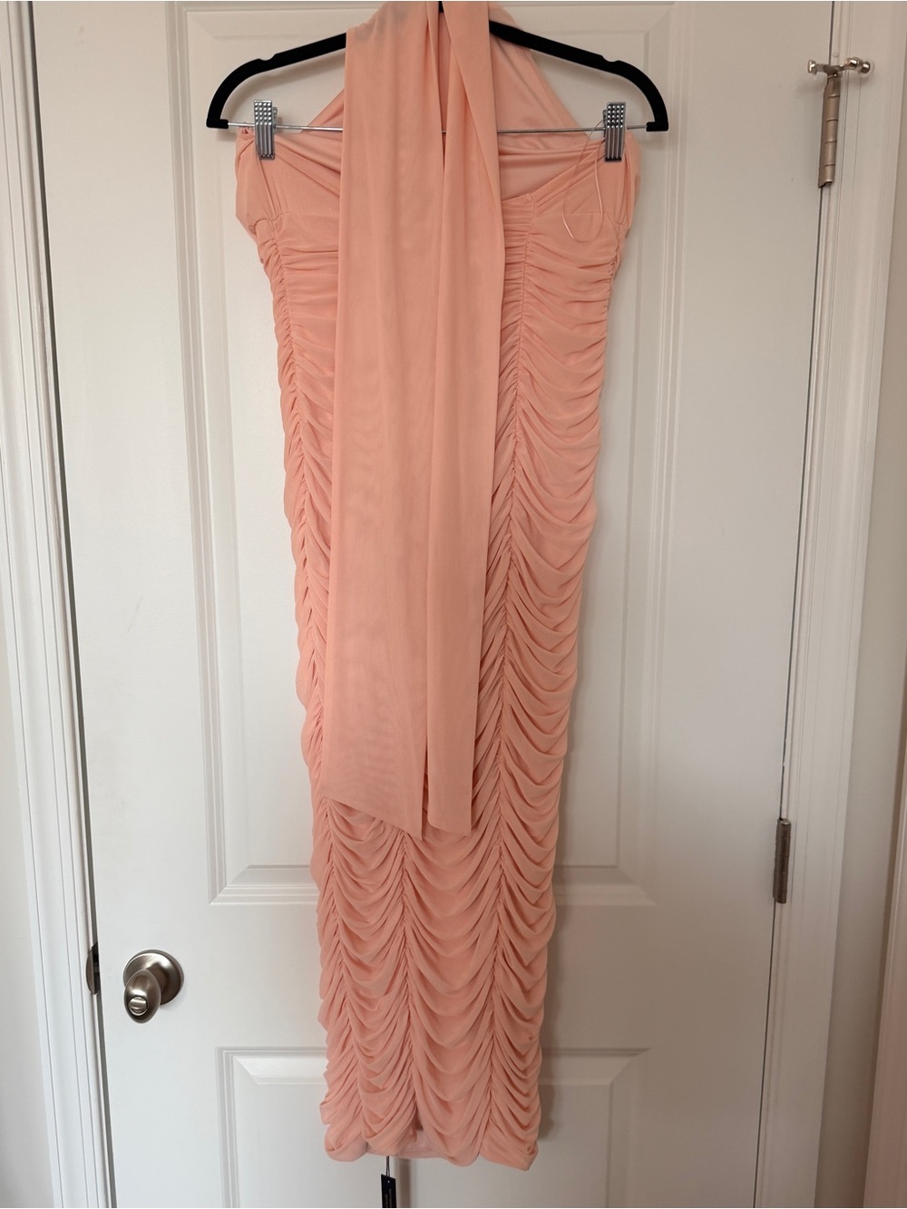 AFRM Sleeveless Halter Ruched Midi Dress in Blush NWT - Picture 5 of 7
